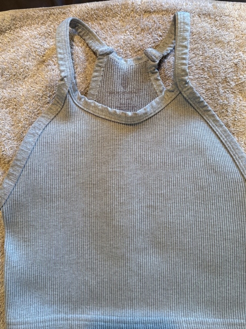Heather Gray Ribbed Halter Crop Top